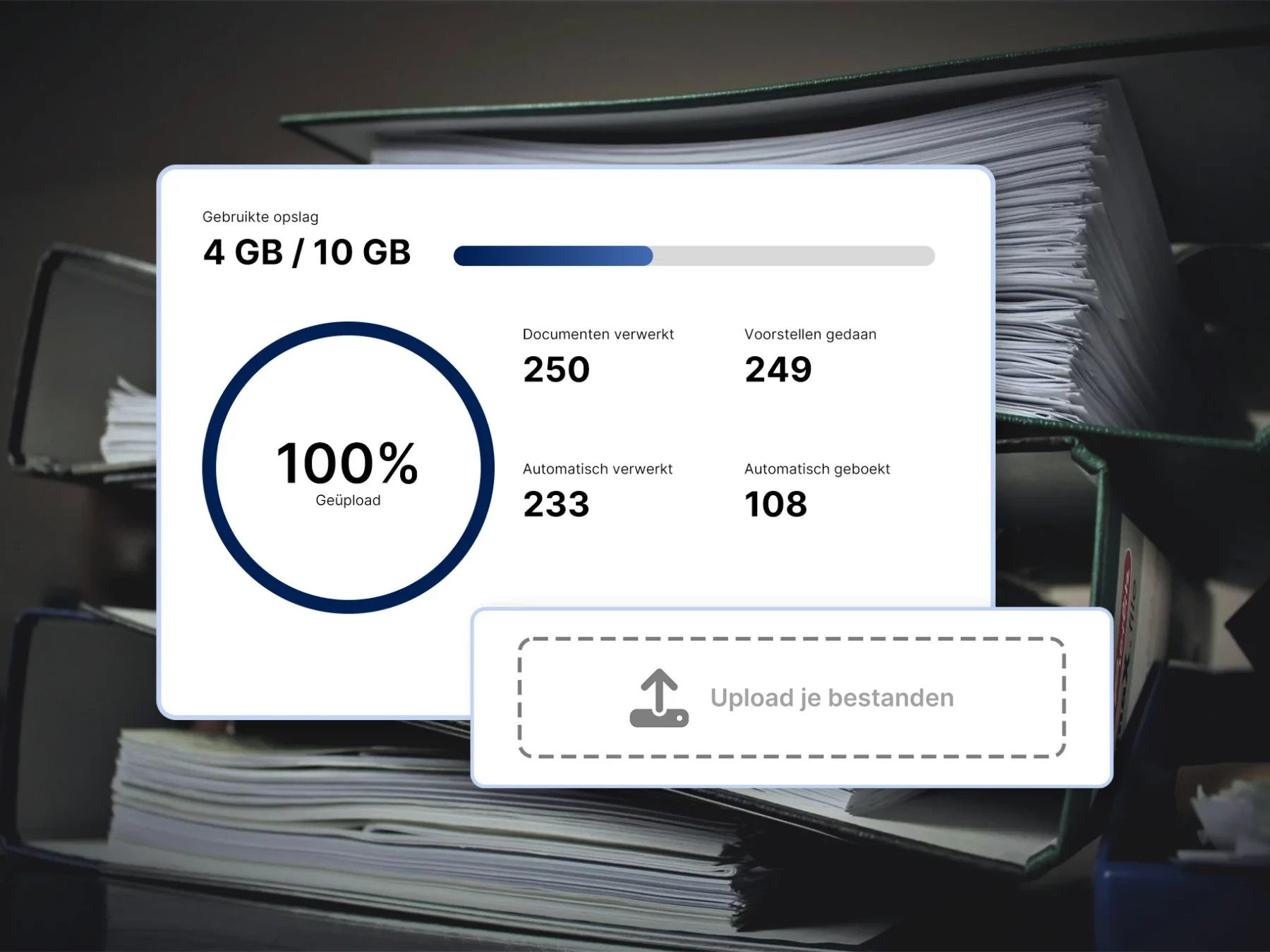Uitgebreide OCR-Scan in het Digitaal Dossier van BlueLemon24 met documentmappen op de achtergrond
